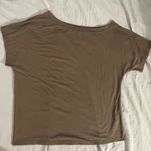 Light brown off the shoulder t-shirt